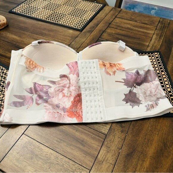 Like an Angel Cream and Gold Womens Stylish Floral Mesh Bustier Crop Top Size 3X - Picture 3 of 11